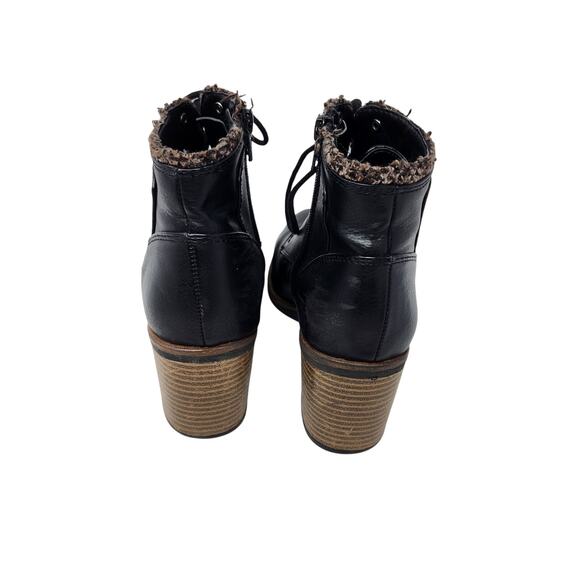 White Mountain Tumbled Delroy Booties Block Heels Lace Up Black Size 8.5 M - Picture 4 of 6